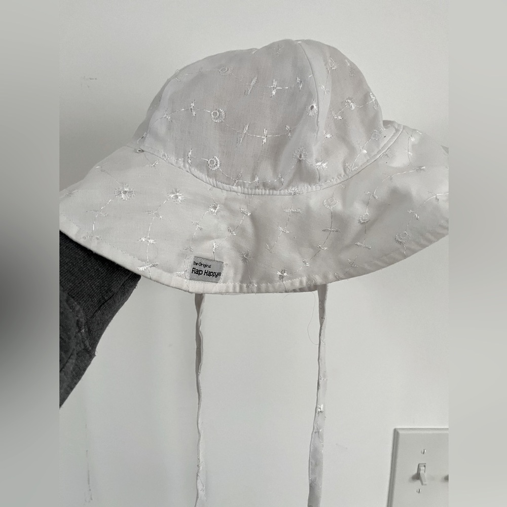 The original flap happy girls white bonnet hat cap XL